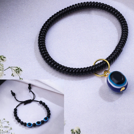 NVR Set of 2 Black Evil Eye Bracelet for Men's & Women - NR Retail-NVR