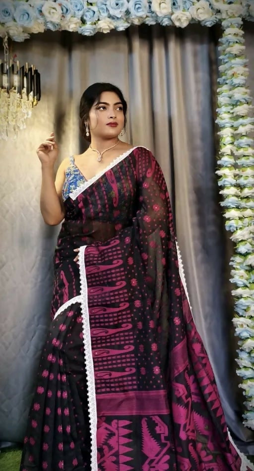 Exclusive Collection Beautiful Black Jaal Jamdani Grab2Buy