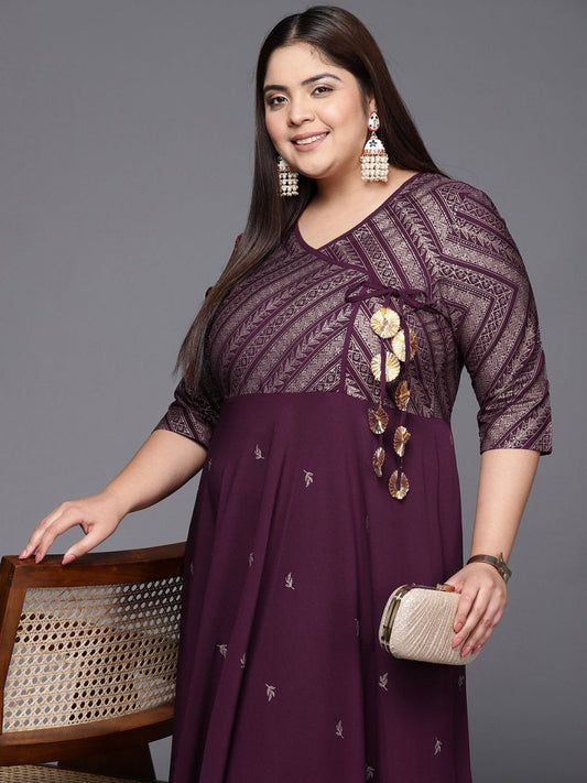 Ahalyaa Plus Size V-neck Maxi Ethnic Dress Grab2Buy Ahalyaa Grab2Buy