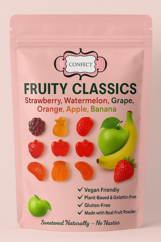 Confect Fruity Classic Gummies | Pack of Strawberry, Watermelon, Grape, Orange, Apple, Banana Gummies |