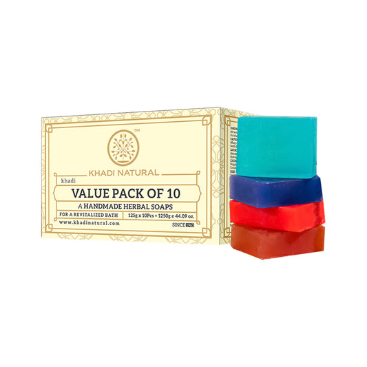 Khadi Natural Herbal Soap Combo Value Pack of 10 - 125gm Each