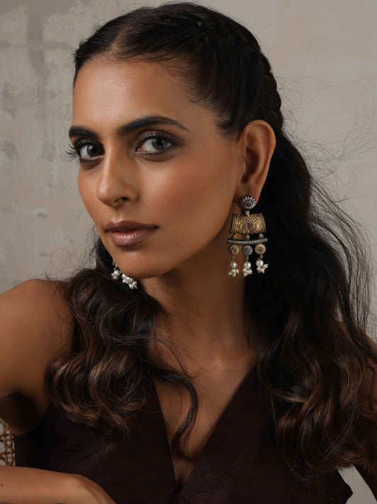 trueBrowns Silver Gold Tone Dangle Earrings | Grab2Buy