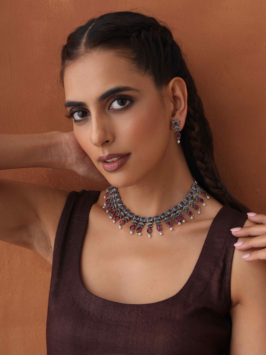 trueBrowns Silver Tone Banjara Necklace Set | Grab2Buy