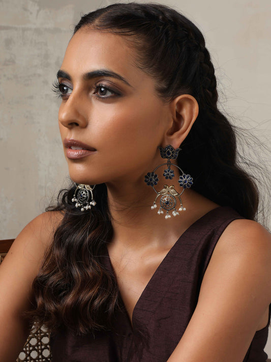 trueBrowns Silver Tone Chandbali Earrings | Grab2Buy