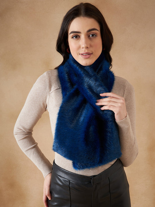 InWeave Women's Royal Blue Faux Fur Neck Warmer