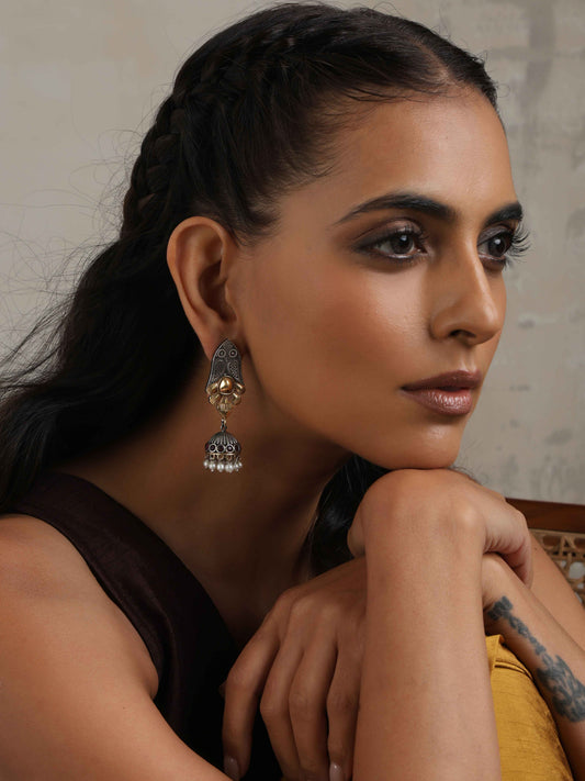 trueBrowns Silver Gold Tone Jhumka Earrings | Grab2Buy