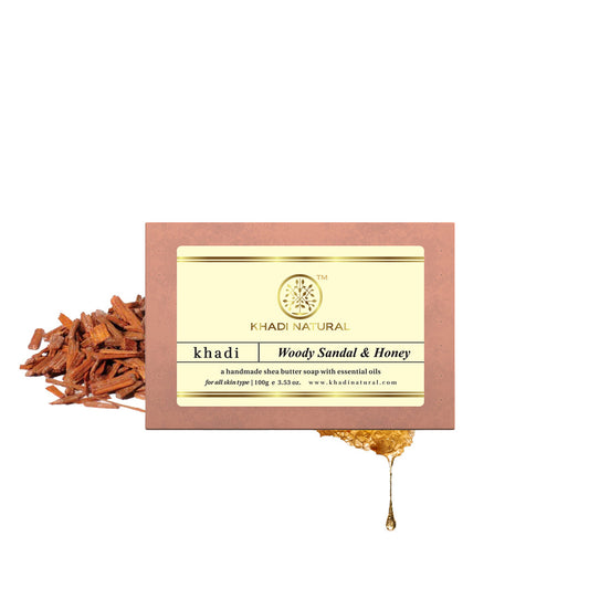 Khadi Natural Woody Sandal & Honey Soap - 100gm