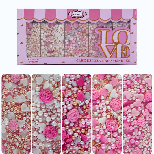 Confect Silver Hearts & White Pearls | Edible Mother's Day Sprinkles