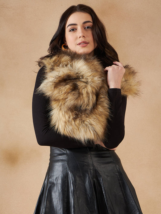 InWeave Women's Cat Print Faux Fur Neck Warmer