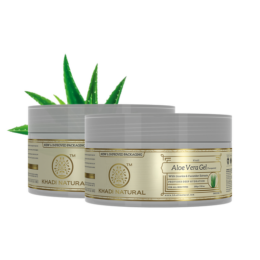 Khadi Natural Aloe Vera Transparent Gel Combo Pack of 2 - 200gm Each Sale