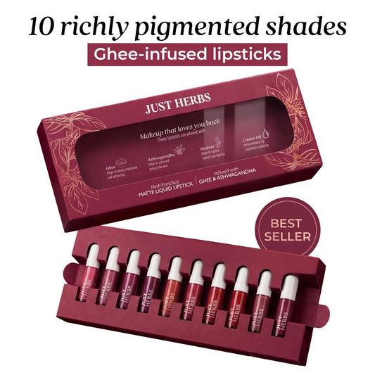 Herb‑Enriched Matte Liquid Lipstick Set of 10
