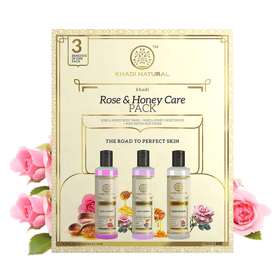 Khadi Natural Rose & Honey Skin Care Combo Pack Of 3 – 210ml Each
