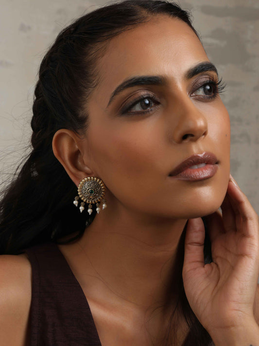 trueBrowns Silver Gold Tone Floral Stud Earrings | Grab2Buy