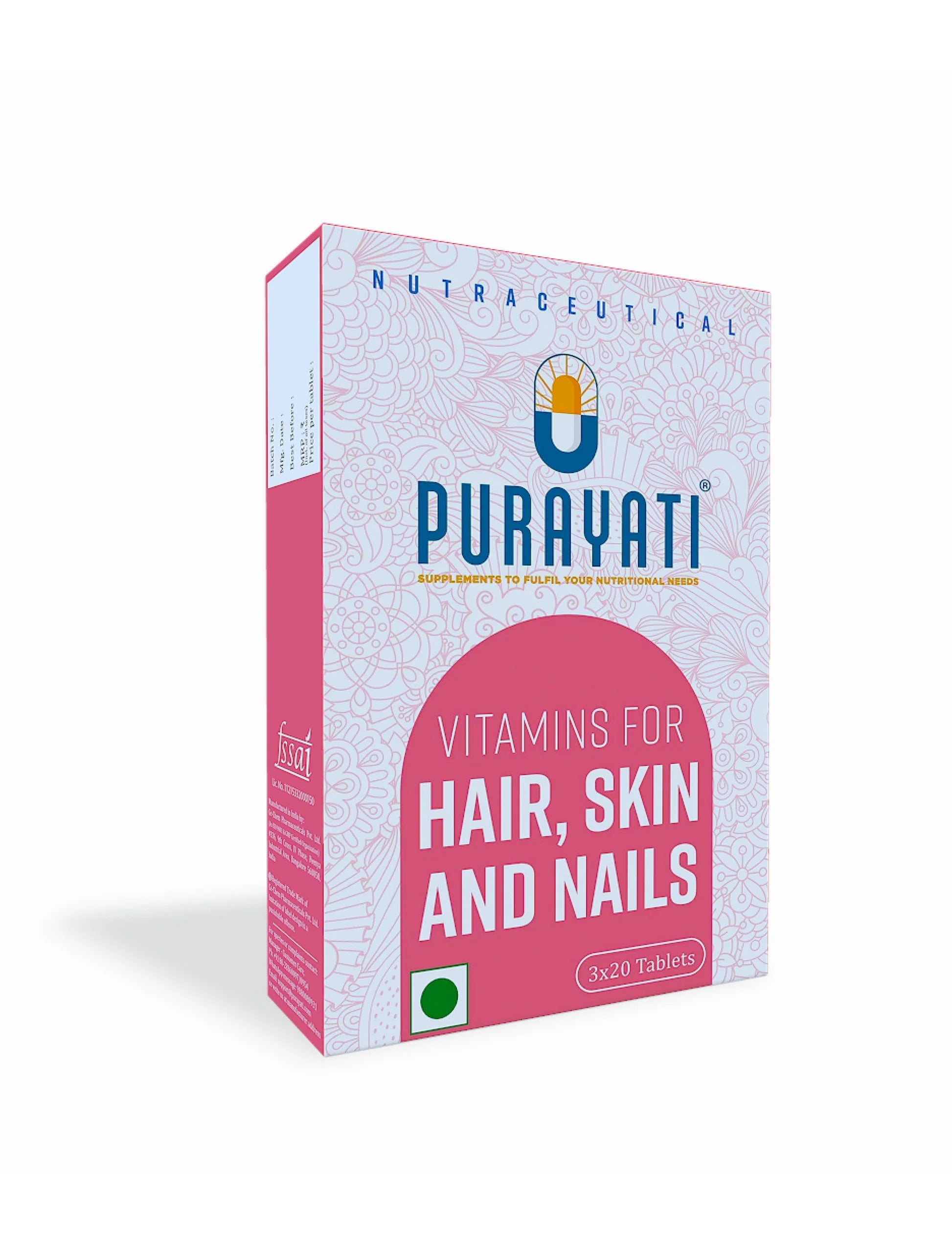 Purayati Vitamins Tablets for Hair, Skin and Nails - Grab2buy