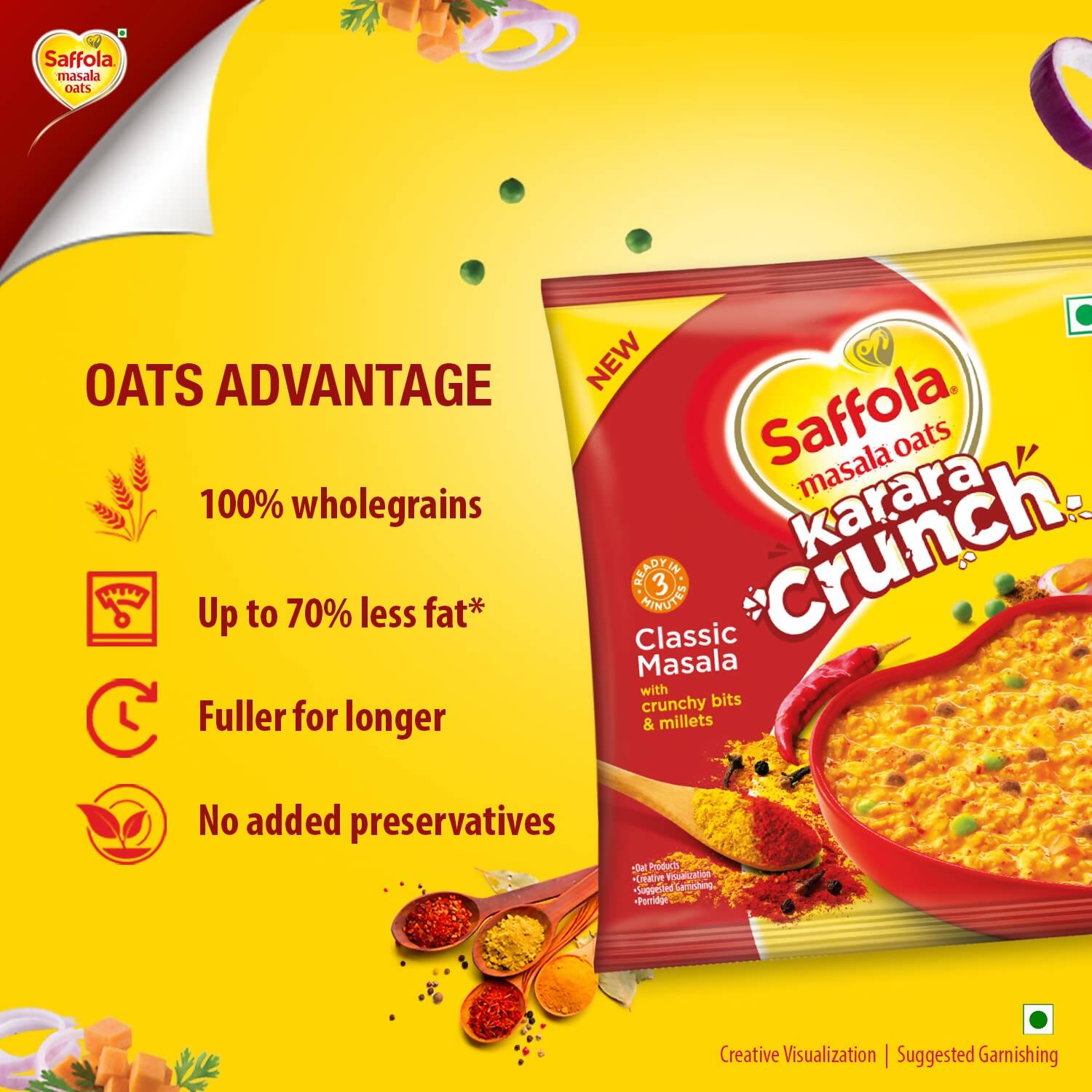 Saffola Karara Crunch Masala Oats - Grab2buy