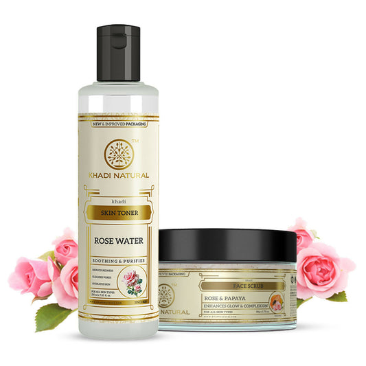 Khadi Natural Rose & Papaya Face Scrub + Rosewater Skin Toner Grab2Buy Khadi Natural Grab2Buy