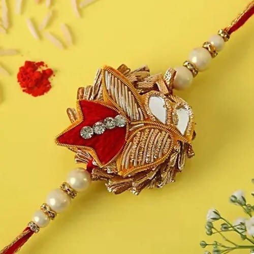 Exclusive Zardosi Rakhi & Kaju Rolls Box