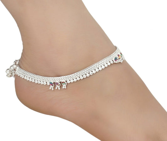 AanyaCentric Silver Plated White Metal Payal Indian Traditional Ethnic Fashion Imitation Jewellery Foot Chain Grab2Buy AanyaCentric Grab2Buy