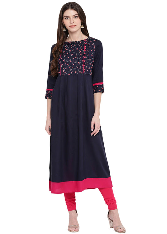 NOZ2TOZ Women's Blue Anarkali Kurta- (1pc set)