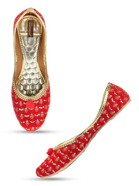 Desi Colour Women Indian Ethnic Footwear-Red Star