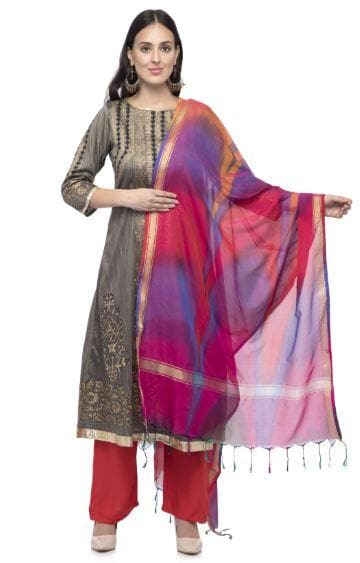 A R Silk Women's Katan Soft Silk Multi Dye Rainbow Regular Dupatta | Grab2Buy