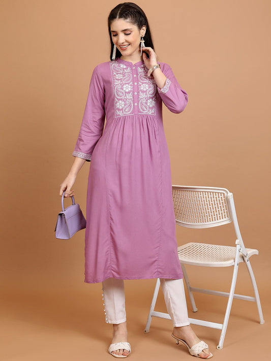 Vishudh Floral Embroidered Straight Kurta | Grab2Buy