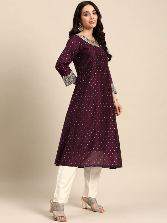 All About You Ethnic Motifs Embroidered Empire Sequinned Kurta with Trousers
