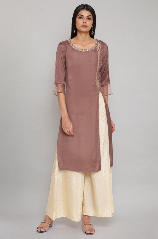 W for Woman Purple Embroidered kurta-Flared Pants Set