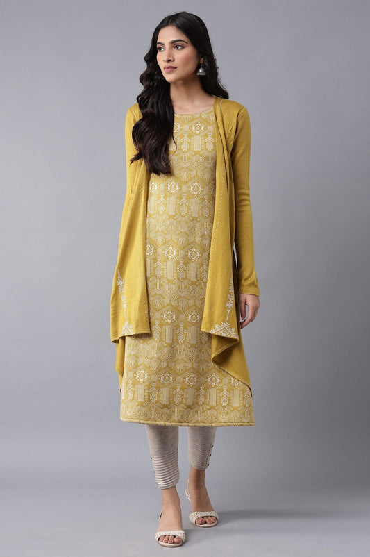 W for Woman Yellow Embroidered Winter Jacket