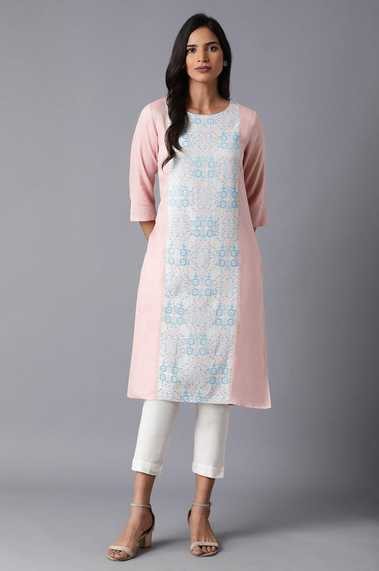 W for Woman Pink Dobby kurta