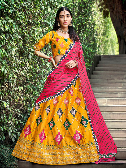 Myra Yellow Silk Embroidered Designer Lehenga Choli