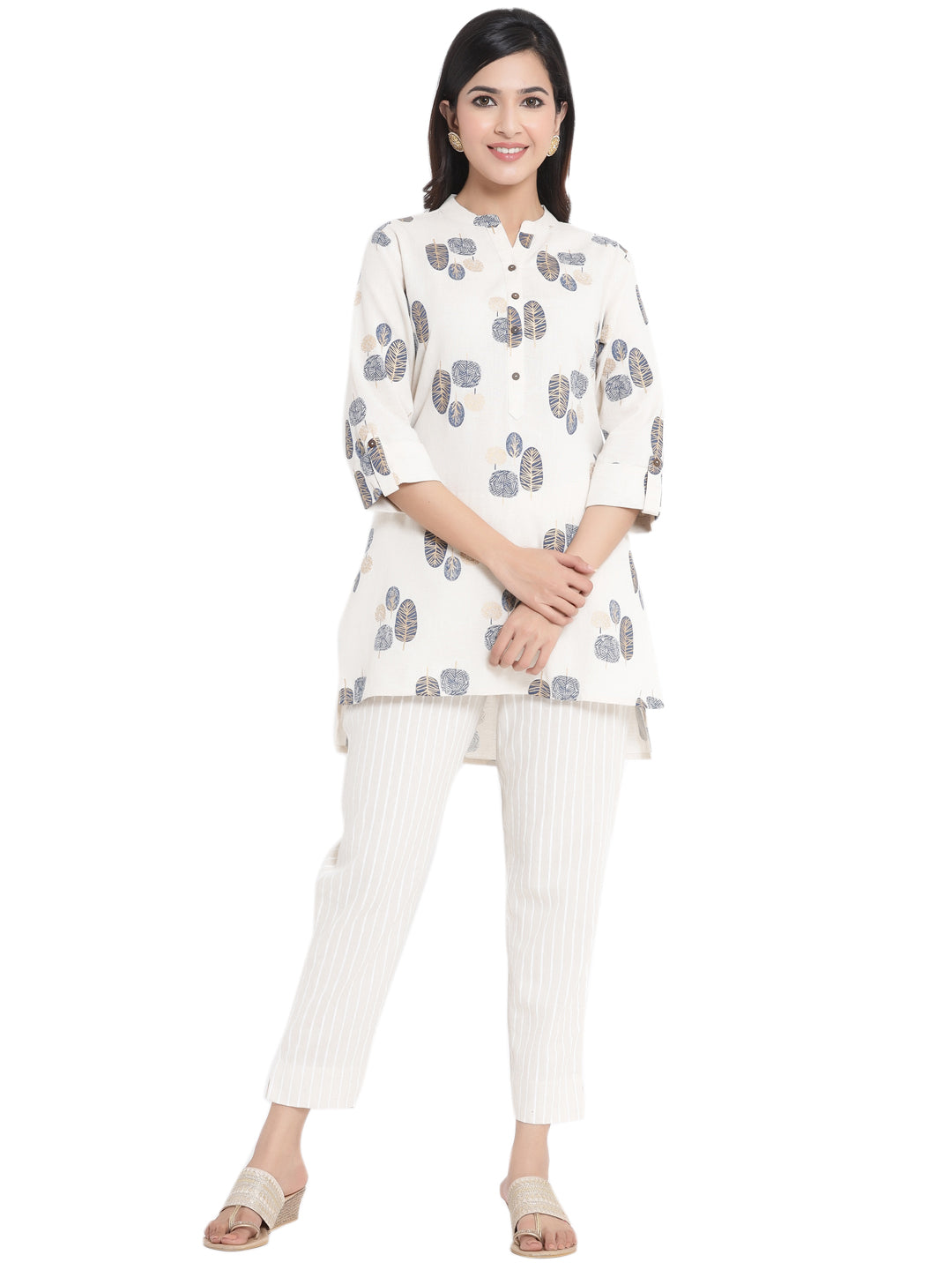 Juniper Women Natural Cotton Flex Printed High-Low Kurta - Grab2buy