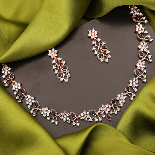 Tehzeeb Creations Brass, Stone, Crystal, Stainless Steel Gold-Polished Black Jewel Set Tehzeeb Creations