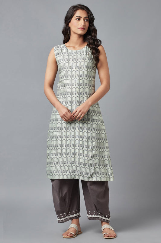 W for Woman Pistachio Green Printed kurta