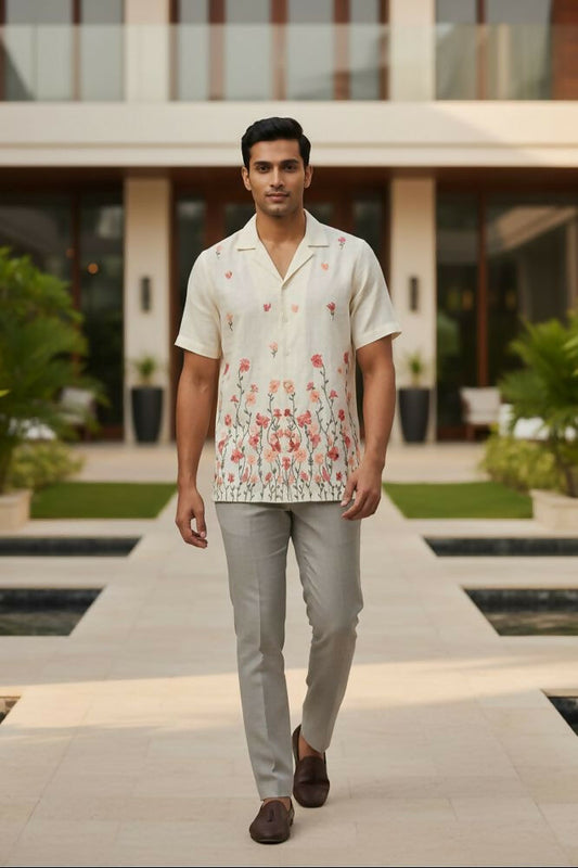 Meadow — Floral Embroidered Linen Shirt by Hilo Design