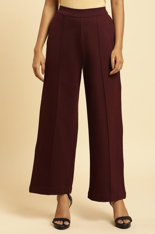W for Woman Wine Pin Tuck Trouser Pants Grab2Buy WforWoman Grab2Buy