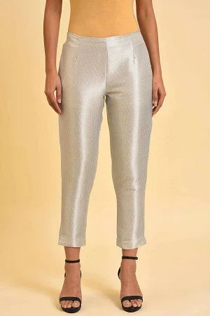 W for Woman Silver Jacquard Slim Pants