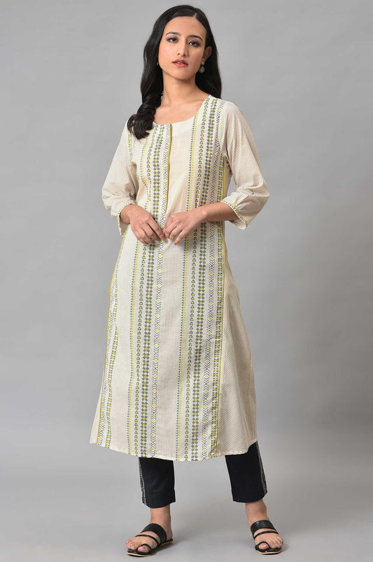 W for Woman Ecru Misdent Printed Summer Plus Size kurta