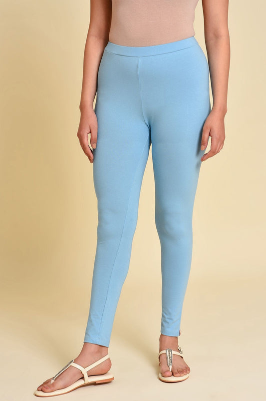 W for Woman Blue Cotton Jersey Tights