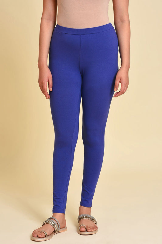 W for Woman Blue Cotton Jersey Tights