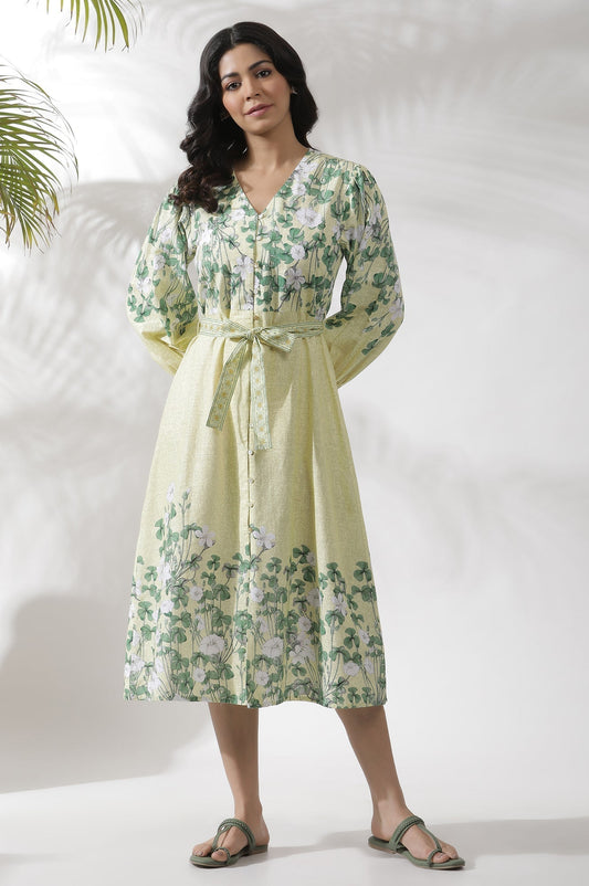 W for Woman Yellow Floral Printed Shirt Dress Grab2Buy WforWoman Grab2Buy