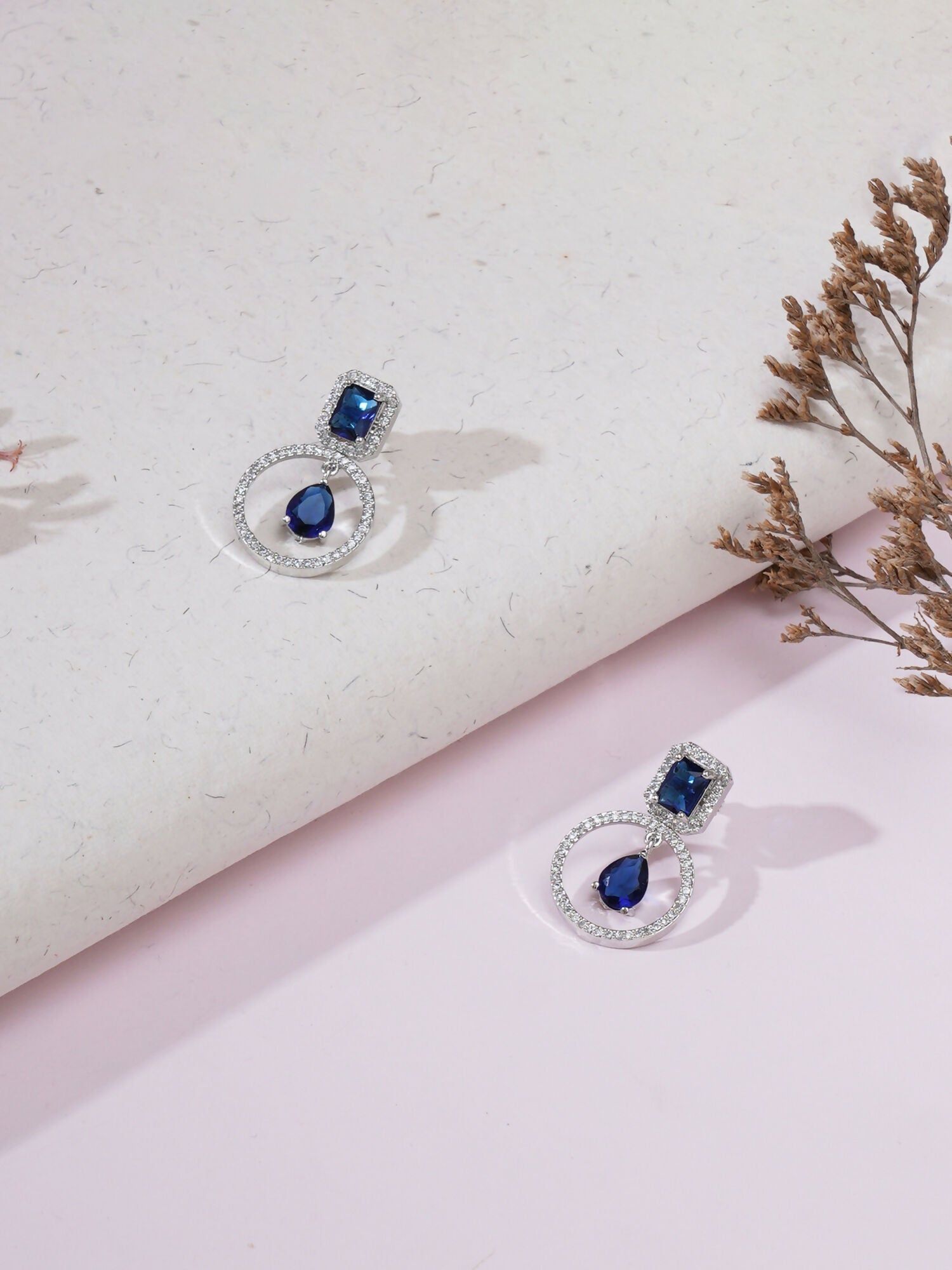 Stone kundan earrings (Blue) - Ruby Raang - Grab2buy