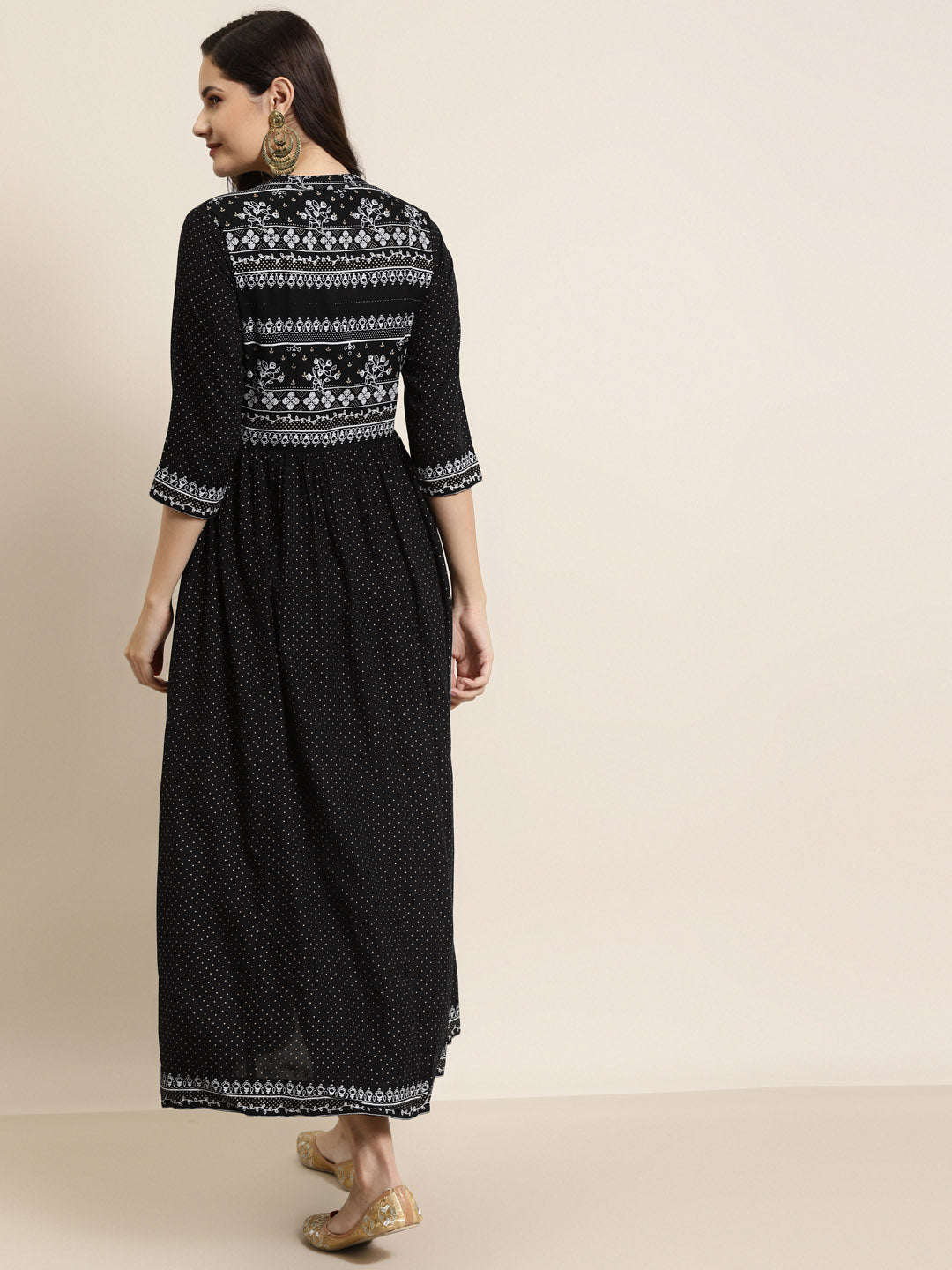 Juniper Women Black Rayon Printed Jacket Style Kurta Sets - Grab2buy