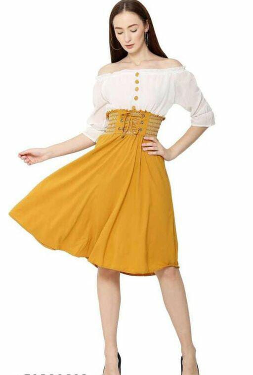 PAVONINE Mustard Color Kansai Midi For Girls
