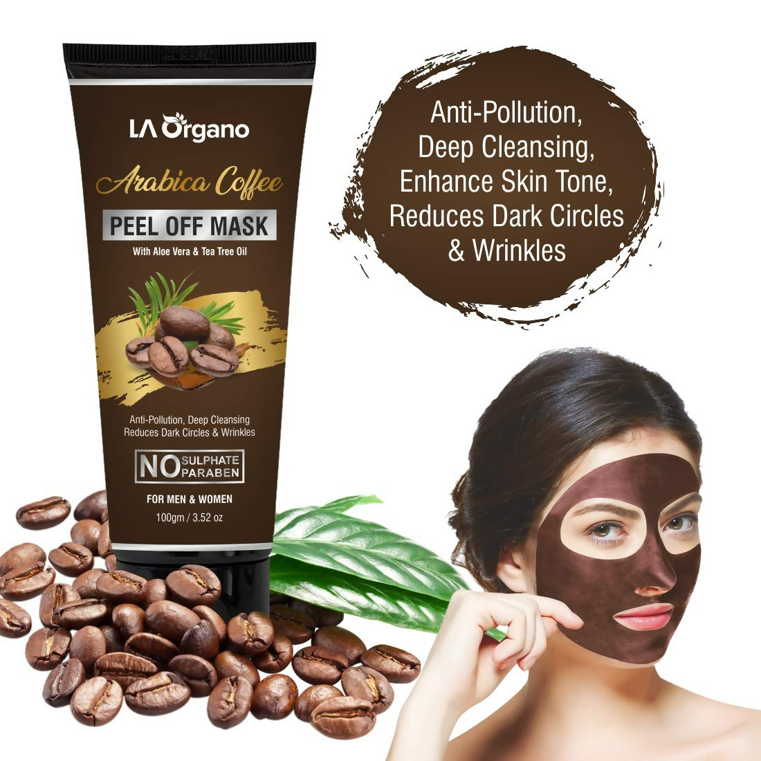 LA Organo Papaya Hydrating Face Gel with Alovera & Vit-E & Arabica Coffee Peel Off Mask Combo - Grab2buy