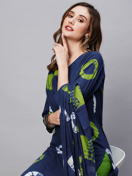 Indian Clothing Kalini Bandhani Dyed Kurta with Trousers & Dupatta | Grab2Buy