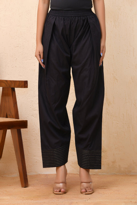 Vaasva Women Black Solid Farshi Pant