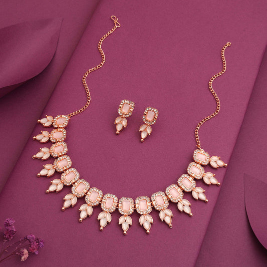 Tehzeeb Creationss Baby Pink Colour Choker With Stud | Grab2Buy
