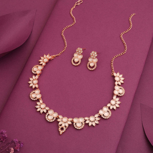 Tehzeeb Creations Gold Pleate White Choker Necklace With Stud | Grab2Buy