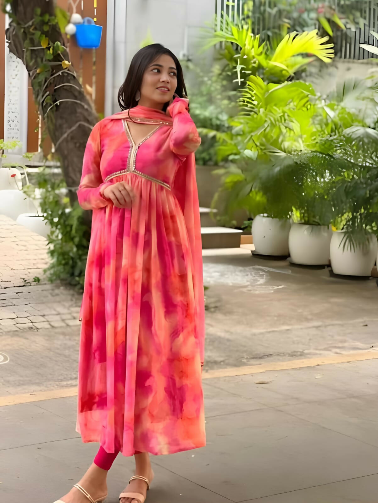 Dishitha Creation Women Floral Printed Designer Gown - Pink - Grab2buy